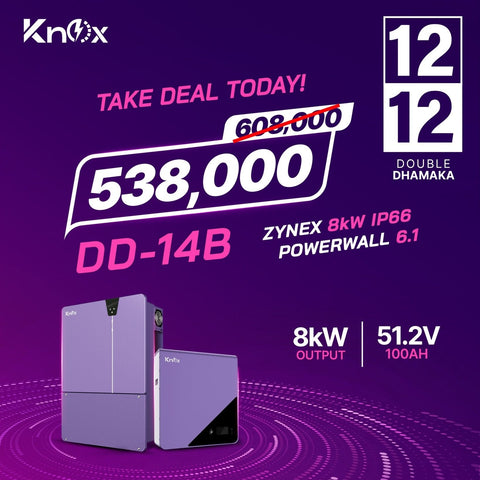 Knox Combo Deal 14B Zynex 8KW hybrid solar inverter with Powerwall 6.1 51.2v 100ah Lithium Battery