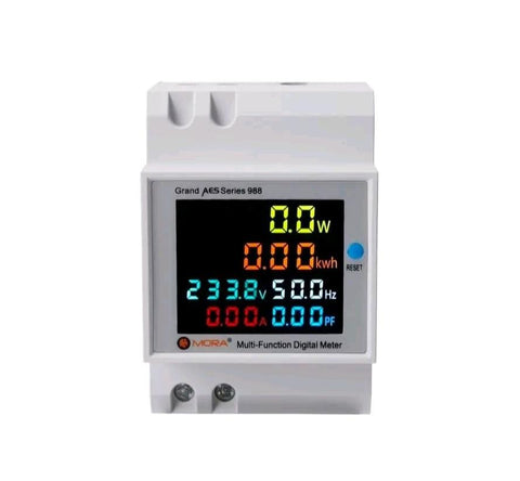 Mora AES-988 6IN1 din rail AC 220V 100A Voltage Current KWH Electric energy meter with Frequency and Power Factor