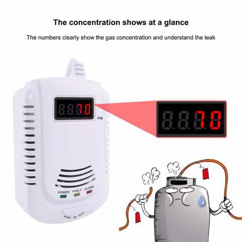 Gas Leak Detector Analyzer Carbon Monoxide Sensor LCD Digital Displayer Natural Gas 2 in 1 Alarm System Buzzer ,US Plug