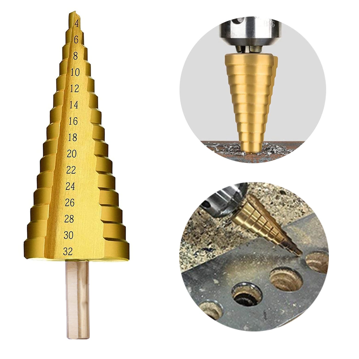 Cone Bit HSS Steel Step Cone Drill Bit Set Hole Cutter 4-32mm – Alladin Store