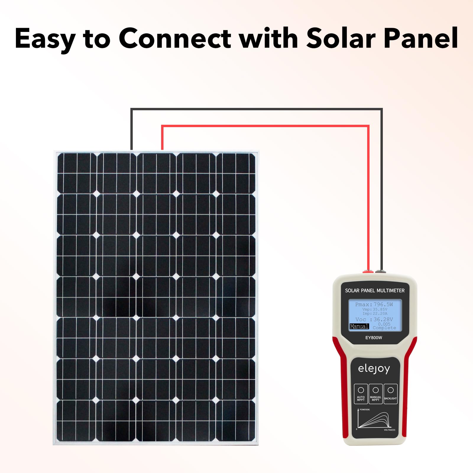 ELEJOY EY800W LCD MPPT solar panel multimeter smart current tester voltage tester digital power PV meter 800w