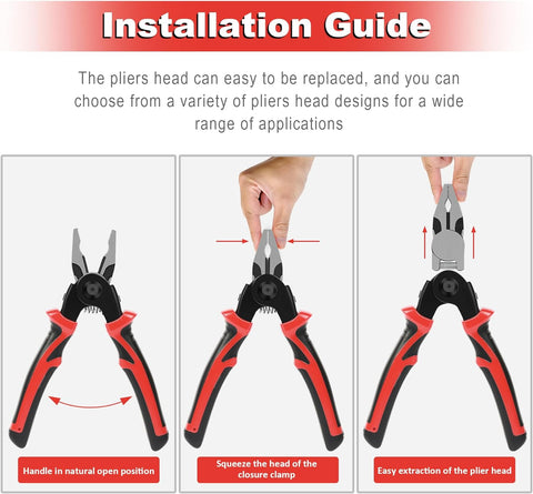 5in1 Multifunction Plier Quick Change Pliers Head Set with Wire Pliers, Scissors, Cable Cutter, Wire Stripper, Crimping Pliers for Home Use