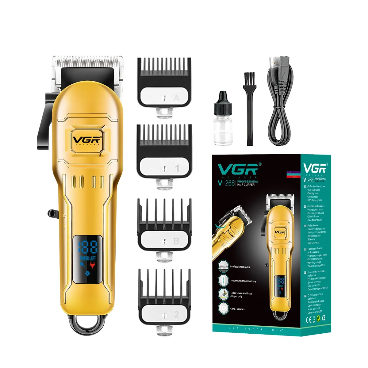 VGR V-268 Professional Hair Clipper Rechargeable Hair Trimmer