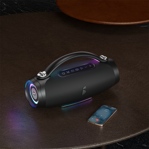 itel IBS-80 Portable Bluetooth Speaker – 120W Max Power, Dual Speakers, RGB Rhythm Lights, 8000mAh Battery, IPX4