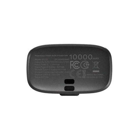 itel PowerEasy I 10000mAh 15W Power Bank with Built-in Type-C & Lightning Cable (Model A1123)