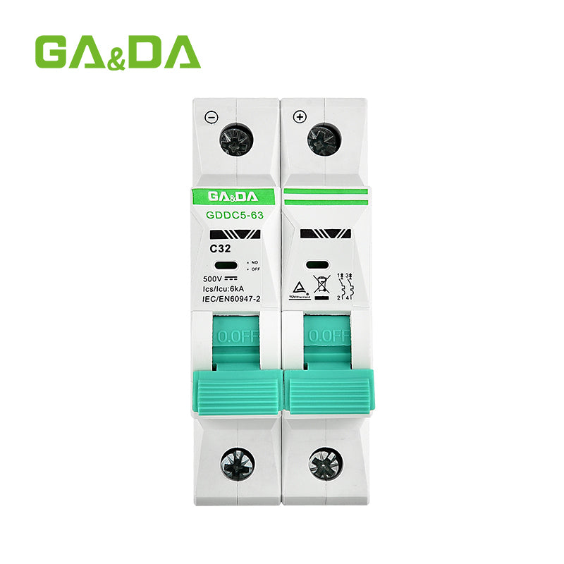 GA&DA GDDC5-63 DC 500V 2P 63A Miniature Circuit Breaker (MCB) – Reliable DC Protection for Solar and Industrial Systems