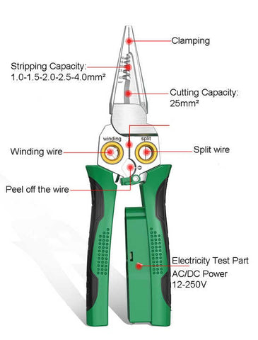 Multi-Functional 8-in-1 Stainless Steel Needle Nose Pliers – Wire Stripping, Cutting, and More