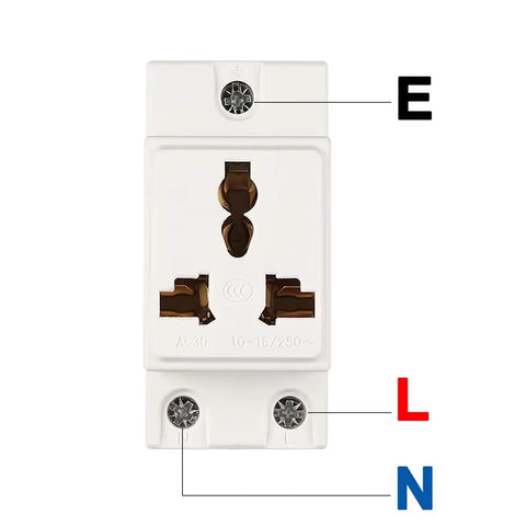 3 Pin 2P Plug 35mm DIN Rail Mount AC Power Socket