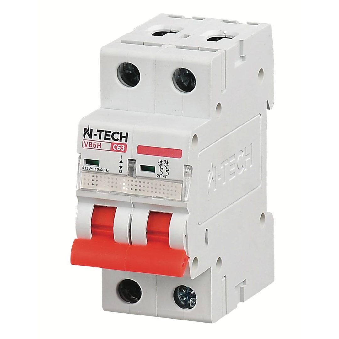 N-Tech VB6H 2 Pole AC MCB Overload & Short-Circuit Protection