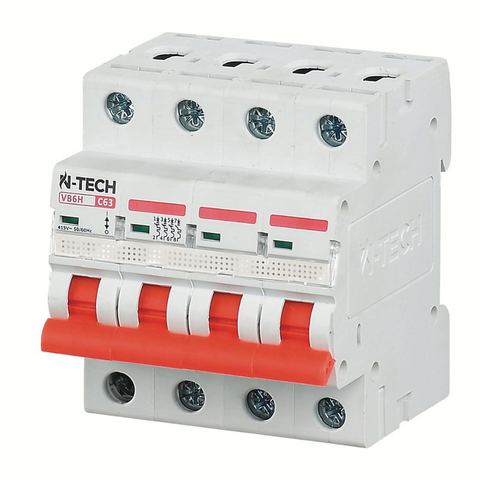 N-Tech VB6H 4 Pole AC MCB Overload & Short-Circuit Protection