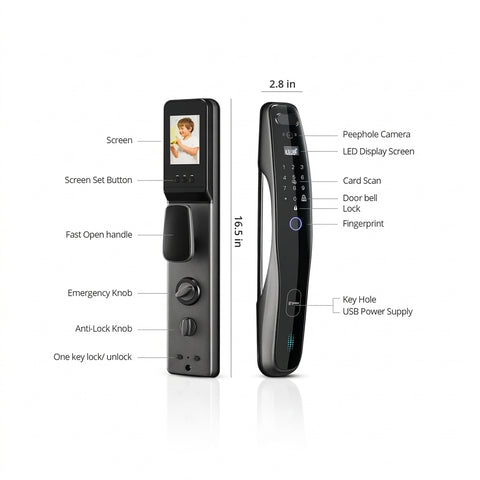 AI Face Recognition Smart Door Lock with Video Doorbell
