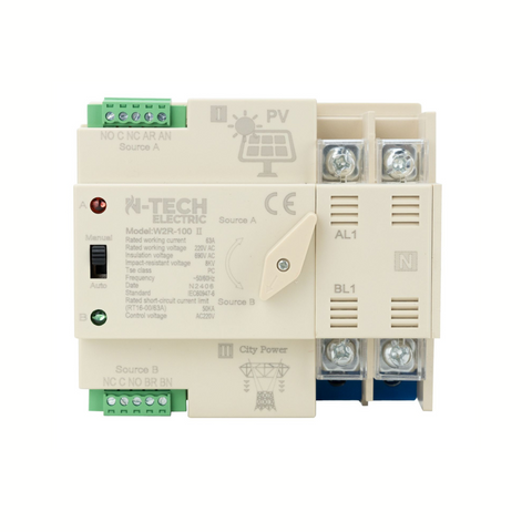 N-Tech 2 Pole 63A Dual Power Automatic Transfer Switch (ATS)