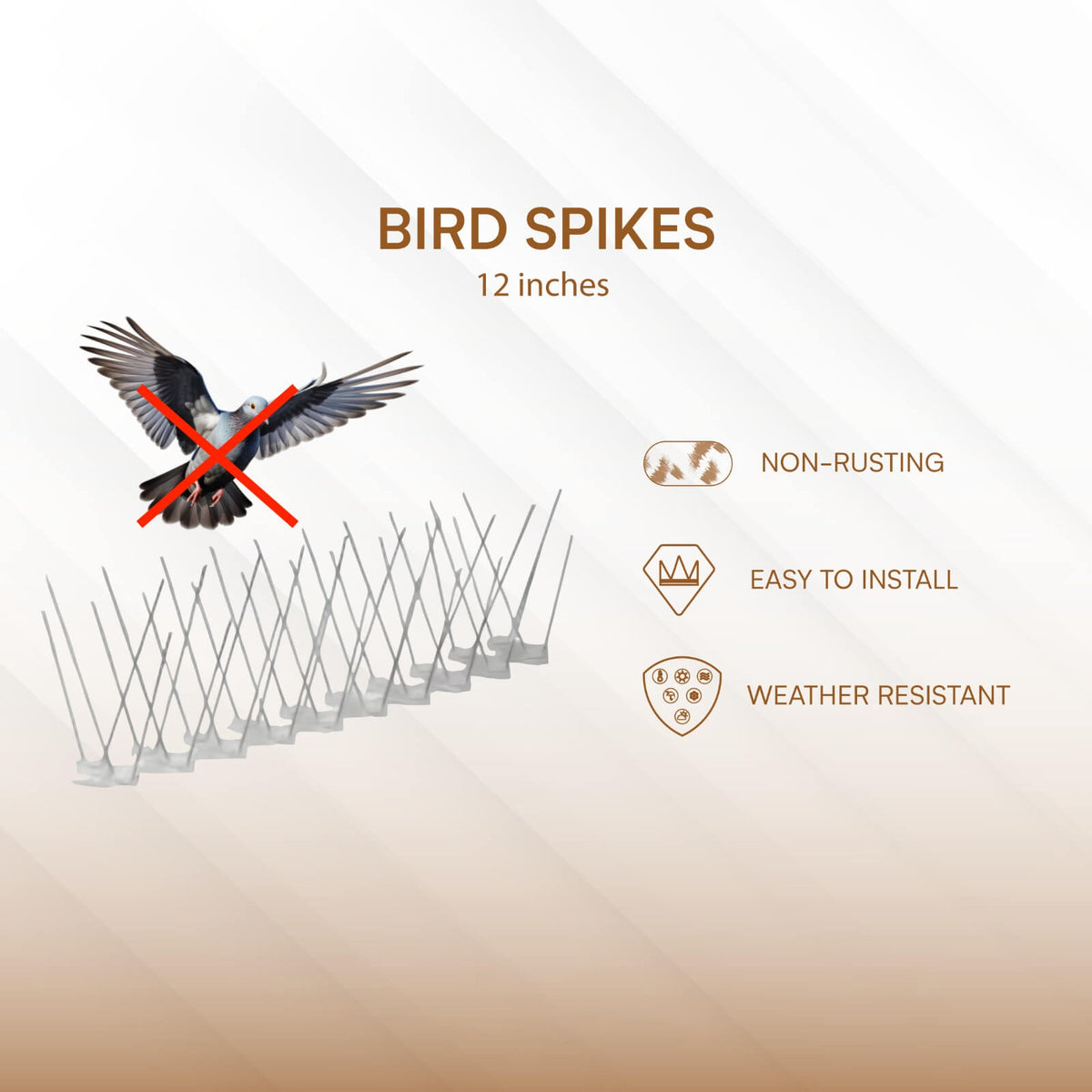 Bird Spikes 12″ Inches for Solar Structure