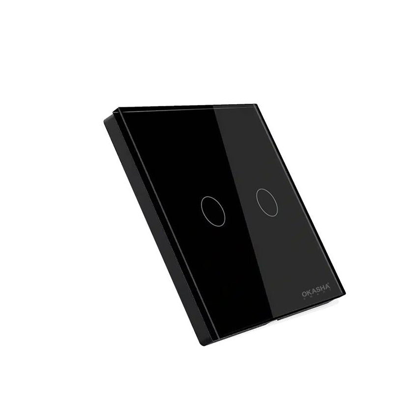 2 Gang Glass Cover – Black | Premium Tempered Glass Switch Plate