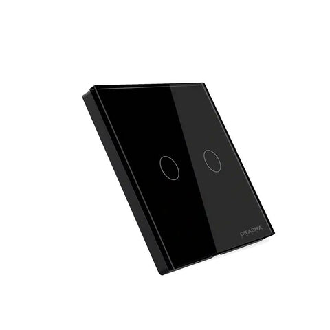2 Gang Glass Cover – Black | Premium Tempered Glass Switch Plate