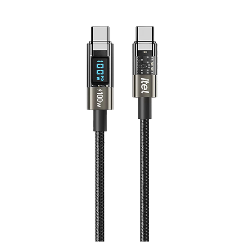 itel 100W PD Fast Charging Data Cable C66 | Type-C to Type-C 5A Nylon Braided Cable (1m)