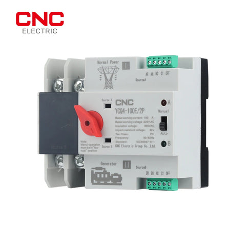 CNC Din Rail 2P ATS Dual Power Automatic Transfer Switch Electrical Selector Switches Uninterrupted Power  100A