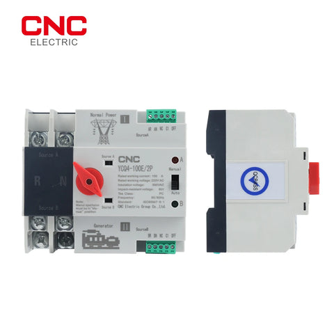 CNC Din Rail 2P ATS Dual Power Automatic Transfer Switch Electrical Selector Switches Uninterrupted Power  100A