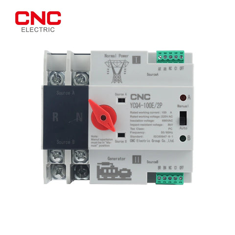 CNC Din Rail 2P ATS Dual Power Automatic Transfer Switch Electrical Selector Switches Uninterrupted Power  100A