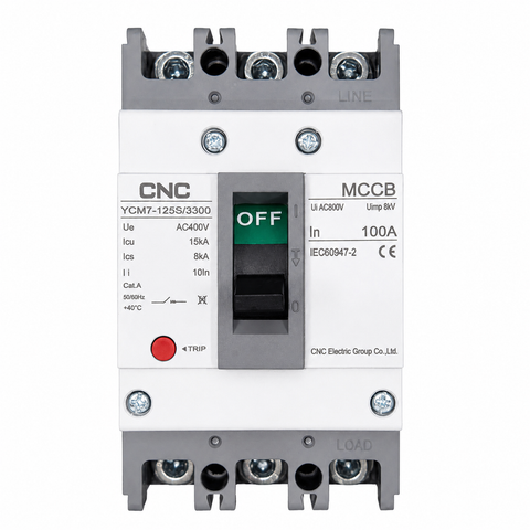 CNC MCCB 100A AC 3 Pole (3P) Molded Case Circuit Breaker YCM7-125S | 400V 50/60Hz Industrial Circuit Protection
