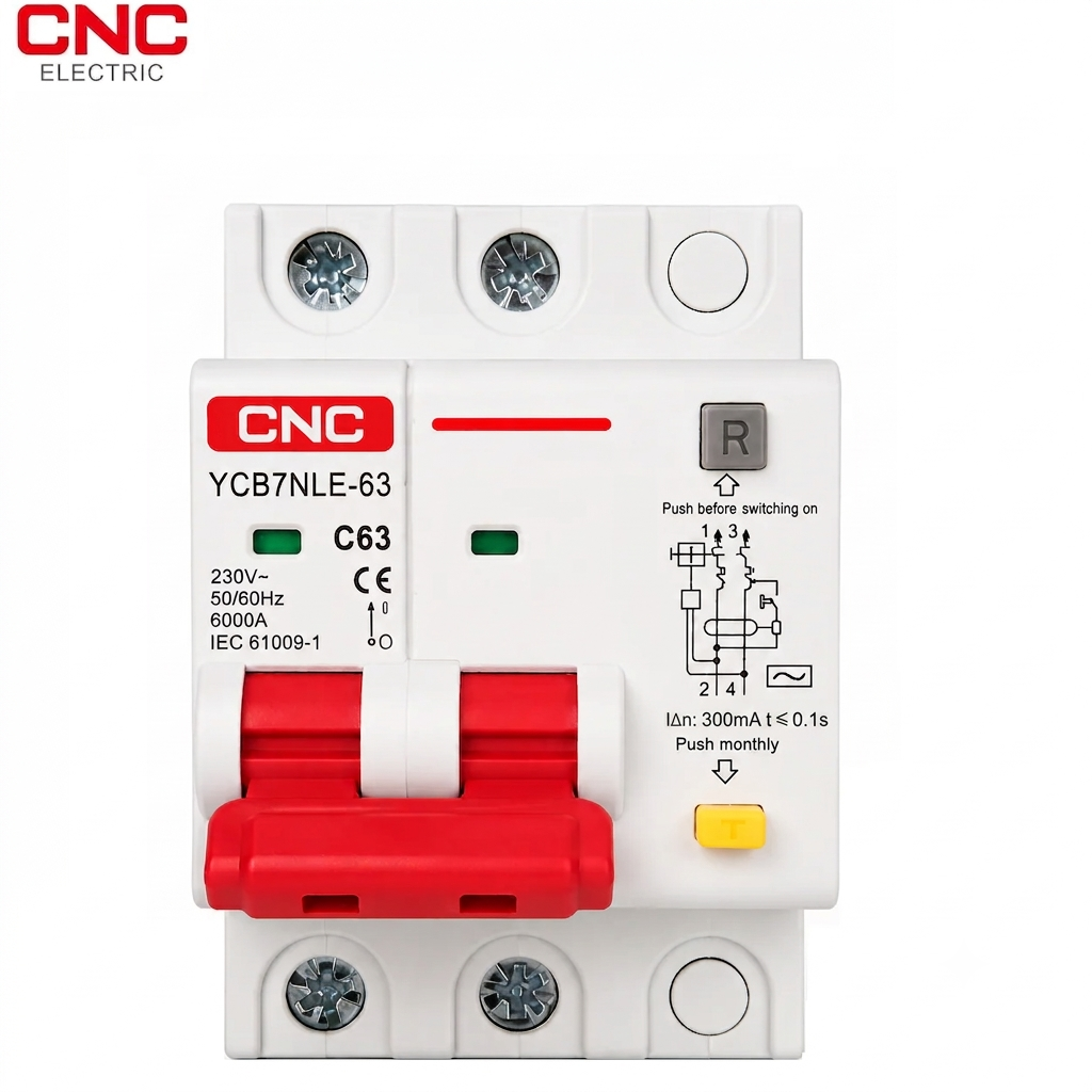 CNC YCB7LE-63Y 63 Amp 2P RCBO – Reliable Residual Current Circuit Breaker with Overcurrent & Leakage Protection