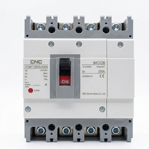 CNC YCM7 4 Pole (4P) AC MCCB Breaker 400V 50/60Hz – Molded Case Circuit Breaker for Industrial & Commercial Protection