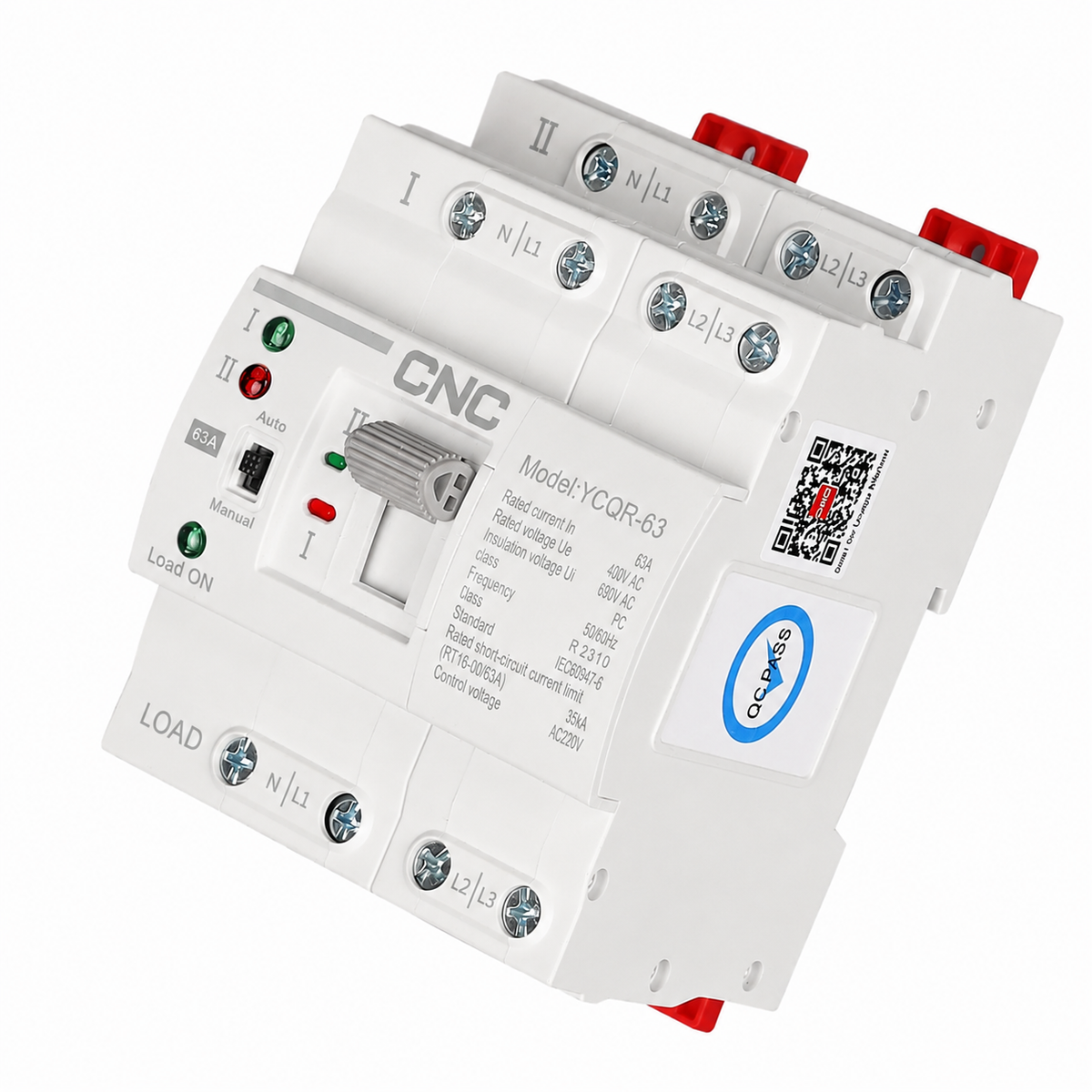 CNC YCQR-63 4P 3 Phase 63A Dual Power Automatic Transfer Switch ATS