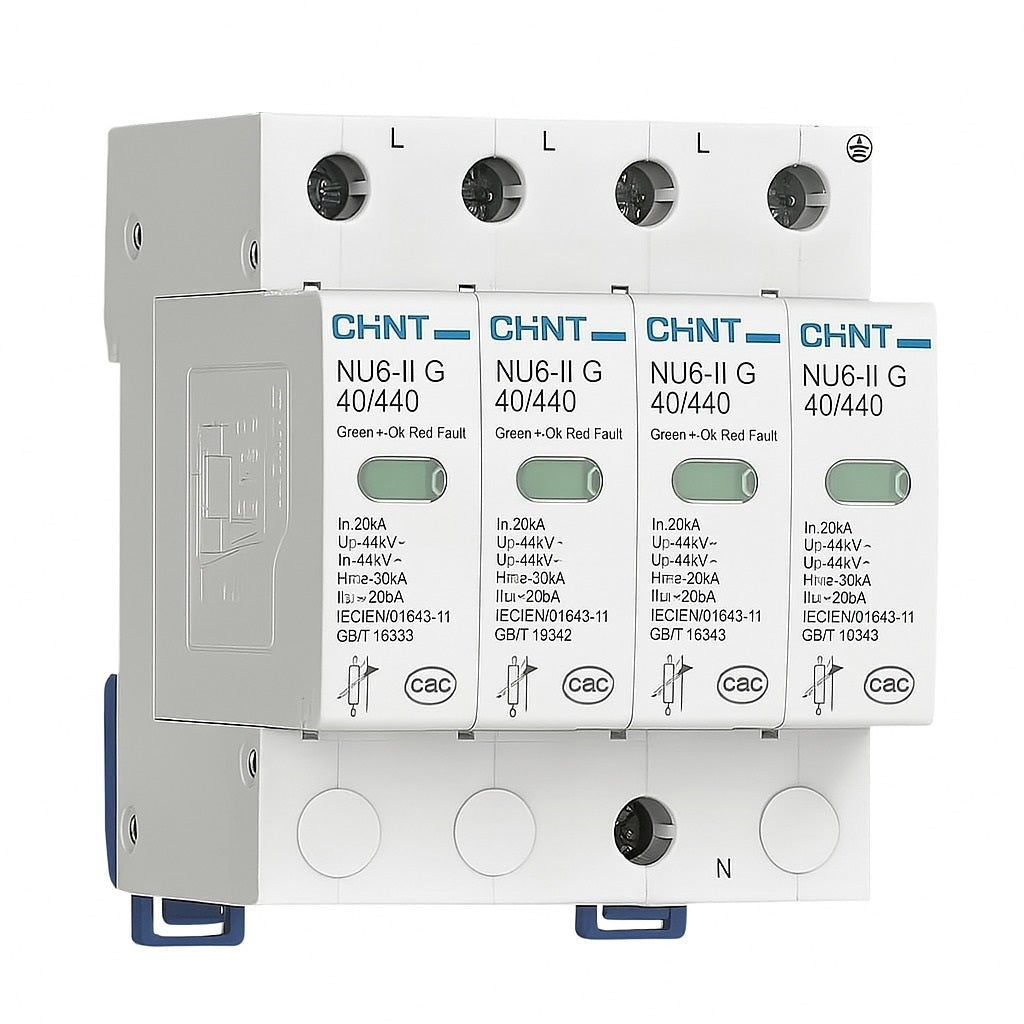 Chint SPD | 4-Pole 440V AC Surge Protection Device for Lightning & Overvoltage Protection | DIN Rail Mount