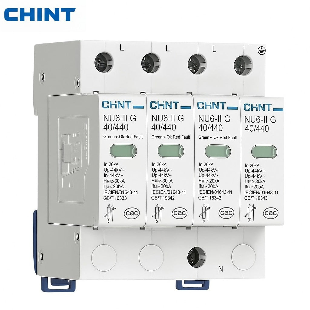Chint SPD | 4-Pole 440V AC Surge Protection Device for Lightning & Overvoltage Protection | DIN Rail Mount