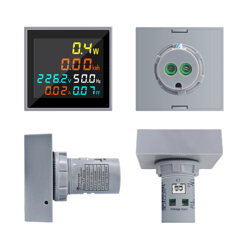 MORA Multi Function Digital Meter 6 in 1 AC 50-300V Voltmeter Ammeter LCD Display Voltage KWH Power Energy Meter