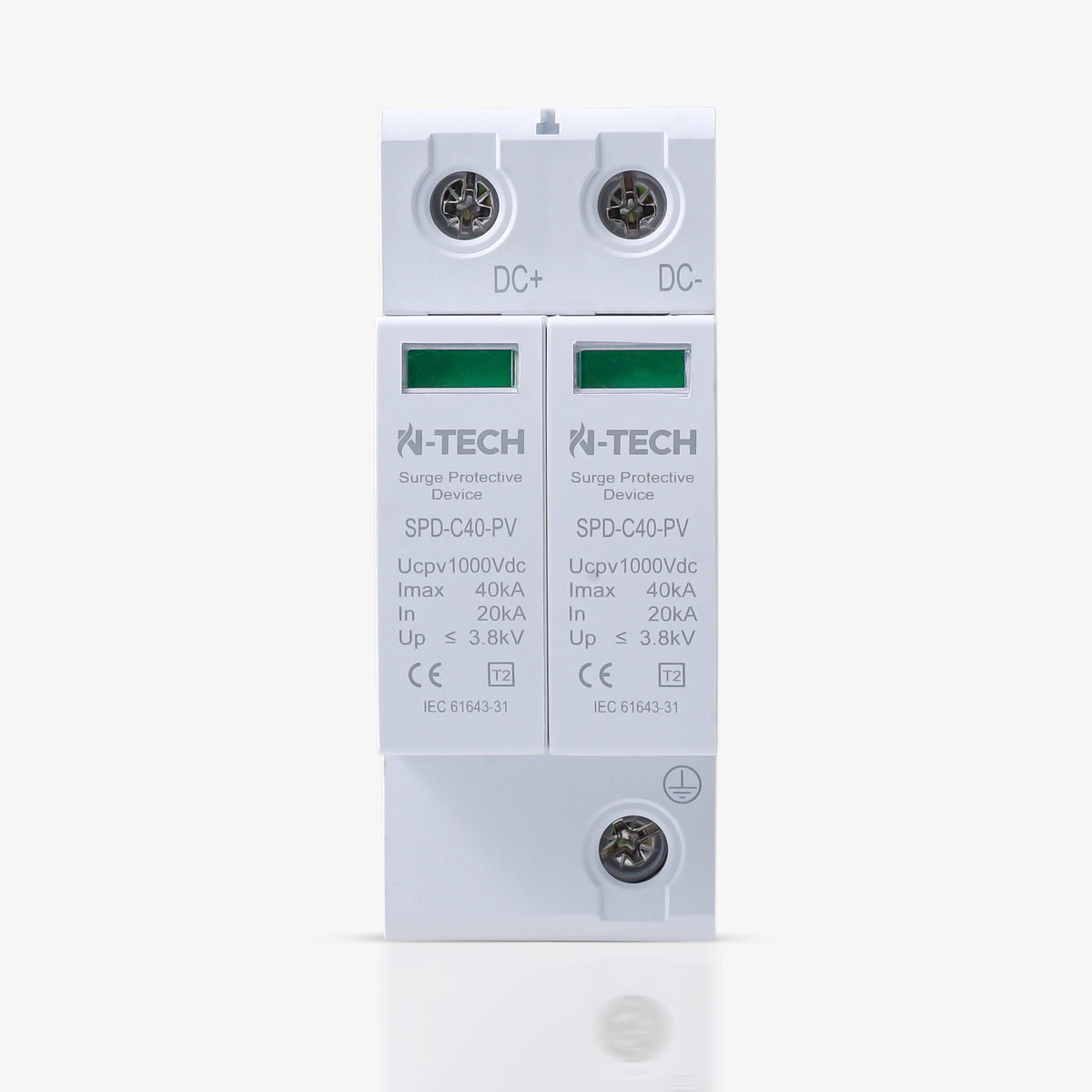 N-Tech SPD-C40-PV | 1000V DC 2-Pole Surge Protection Device, 40kA