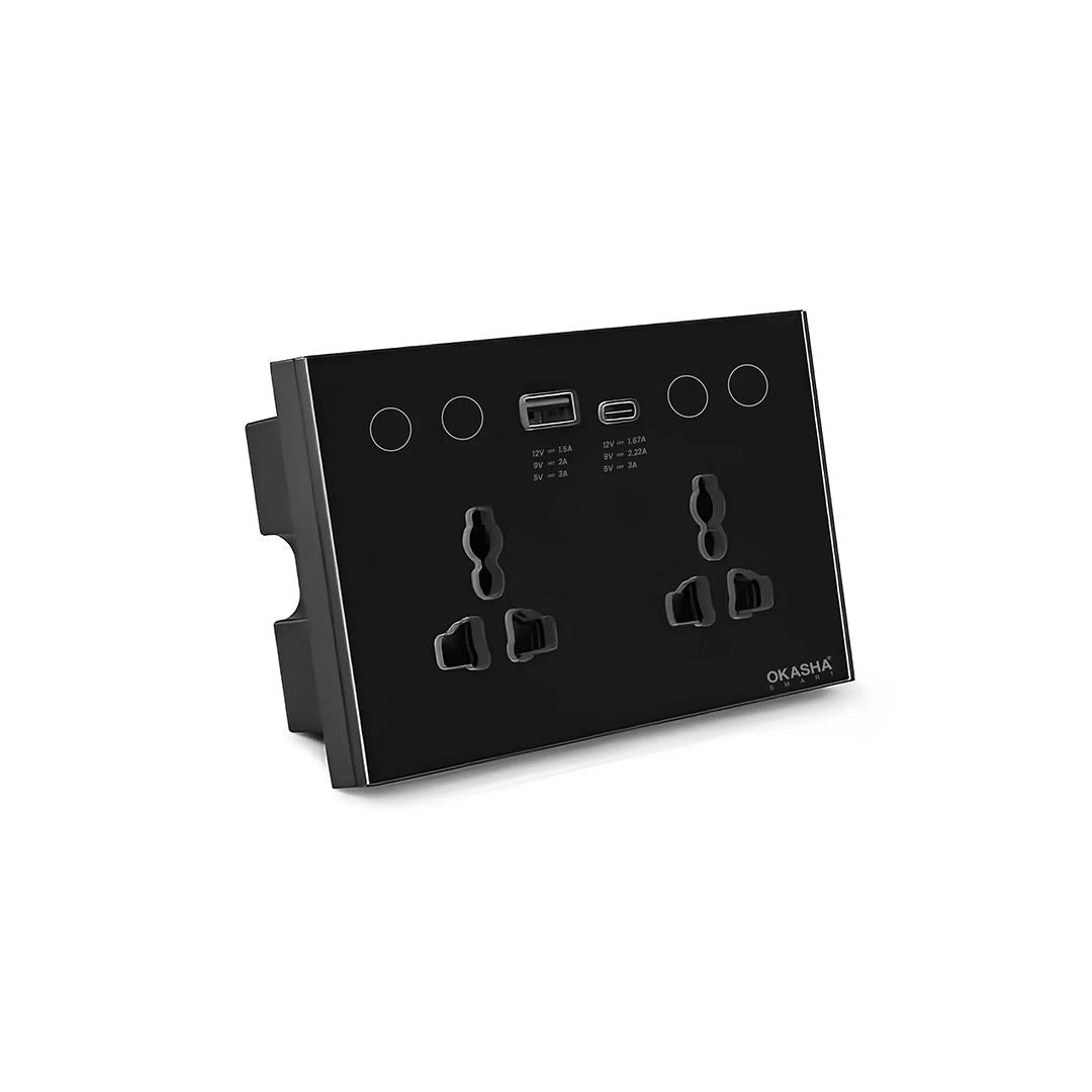 Dual Universal Smart Socket with 1 USB + 1 Type-C | WiFi Smart Wall Socket