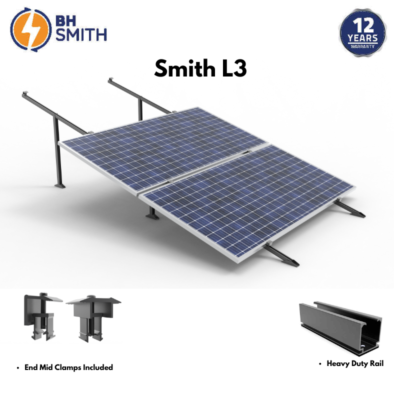 BHS Aluminium Smith L3 Solar Structure with clamps For three Solar Pan ...