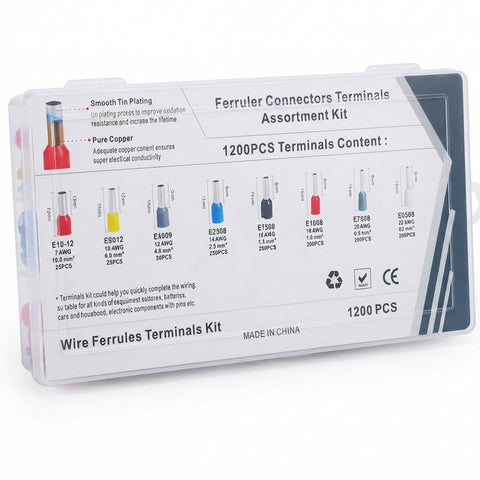 Ferrule Connectors Terminals Assortment Kit – 1200 PCS Wire Ferrule Terminal Set