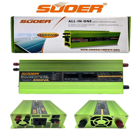 Suoer MPPT Solar Inverter 3000VA with Built-in 40A MPPT Controller – High-Efficiency Modified Sine Wave Inverter for Home & Office Power Backup