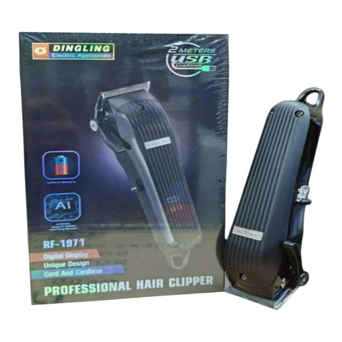 Dingling RF-1971 Professional Hair Clipper – Cordless Rechargeable Barber Trimmer with Stainless Steel Blades
