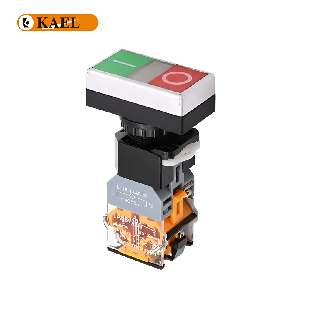 KAEL LA38-11 DRG Double Push Button with LED Indicator Light 220VAC 22mm – Red & Green Control Switch