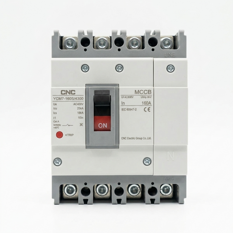 CNC YCM7 4 Pole (4P) AC MCCB Breaker 400V 50/60Hz – Molded Case Circuit Breaker for Industrial & Commercial Protection
