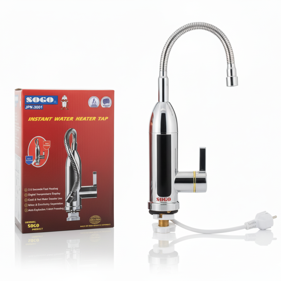Sogo JPN-3001 Instant Electric Water Heating Tap | 3000W Fast Heat Faucet | Shock-Proof & Anti-Explosion | IPX4 Waterproof Design