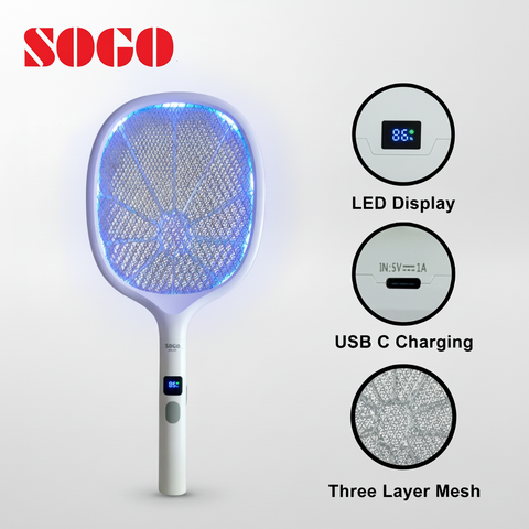 SOGO JPN-398 Rechargeable Mosquito Swatter or Mosquito Racket With LED Display