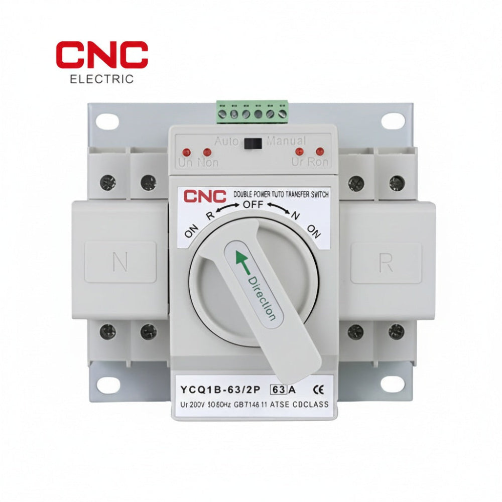 CNC YCQ1B-63 2P 63A 230V Dual Power Automatic Transfer Switch ATS | Reliable 2-Pole Heavy-Duty Power Backup
