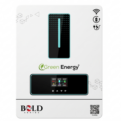 Green Energy Bold Series 6.2KW PV9000 Solar Inverter | 48V Hybrid On/Off Grid Pure Sine Wave with MPPT, WiFi & Dual Output