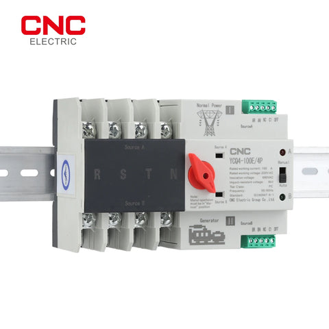 CNC YCQ4-100E  3Phase Din Rail ATS Dual Power Automatic Transfer Switch Electrical Selector Switches Uninterrupted Power 4P 100A