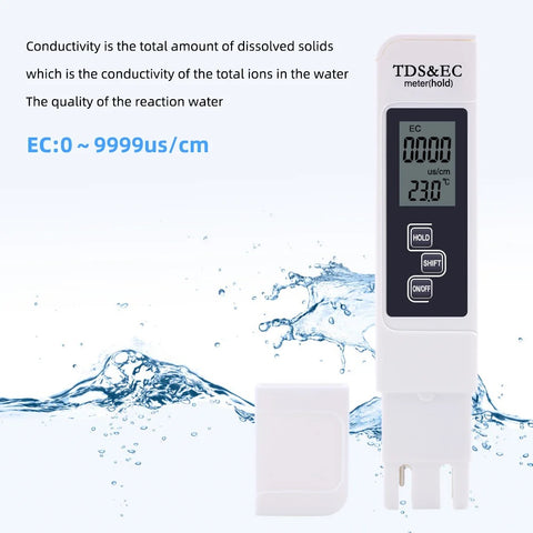 Digital TDS EC Water Tester Meter – 3-in-1 TDS, EC & Temperature Pen