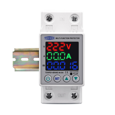 Tomzn 3rd Gen 3in1 voltage protector Over and Under Voltage Protective Device with Kwh meter Units Lock.