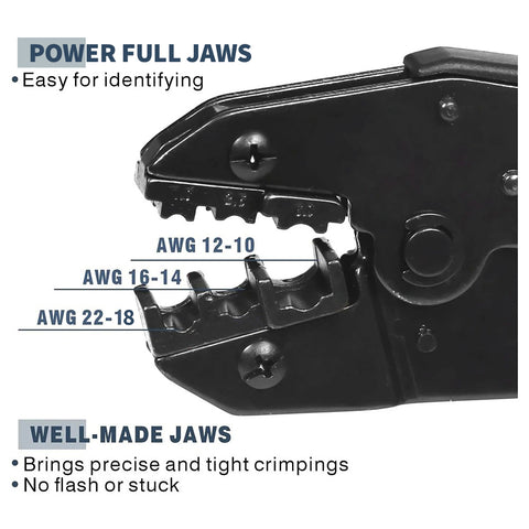 YTH YTH-30J Insulated Wire Terminals Connectors Ratcheting Crimper 20-10AWG(0.5-6mm²)