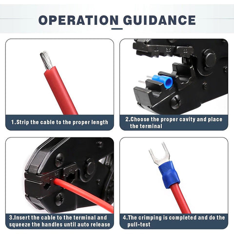 YTH YTH-30J Insulated Wire Terminals Connectors Ratcheting Crimper 20-10AWG(0.5-6mm²)