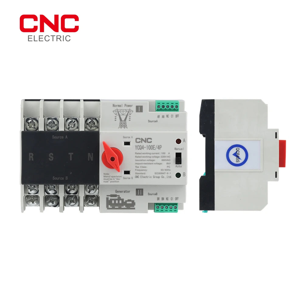 CNC YCQ4-100E  3Phase Din Rail ATS Dual Power Automatic Transfer Switch Electrical Selector Switches Uninterrupted Power 4P 100A