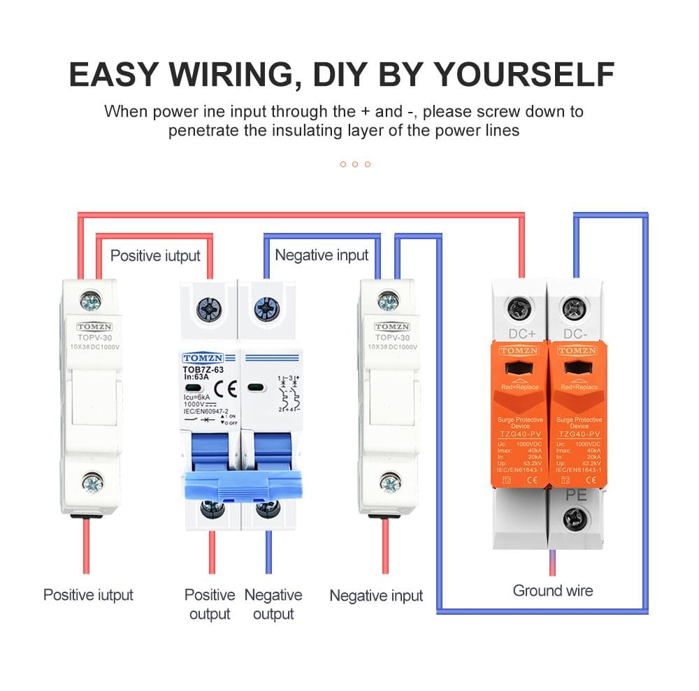 Tomzn SPD DC 500V / 1000V House Surge Protector