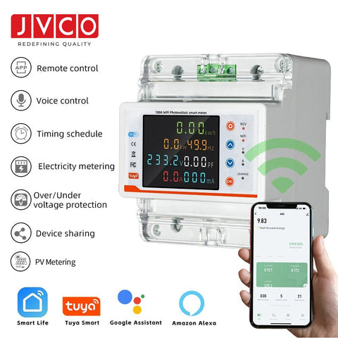 JVCO 14in1 100A Bidirectional WIFI Smart Meter with Monitoring and Protection